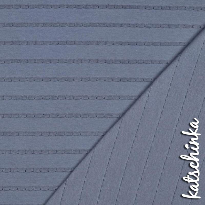 Jersey mit Rüschen JEANS 006 | Meterware Strukturjersey